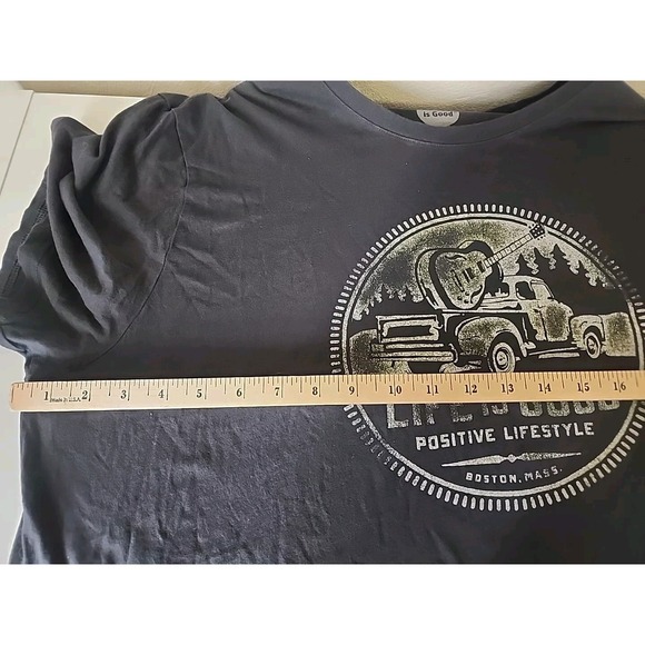 Life is Good TShirt Mens 2x XXL Black Positive Pickup Guitar Boston Smooth Tee - Picture 8 of 9